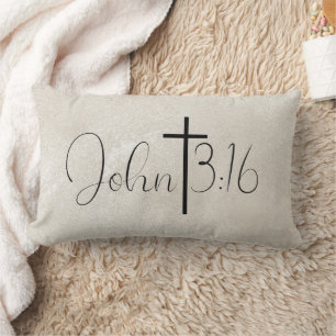 Rectangle Coussin inspirant avec fond de perle Jean 3:16