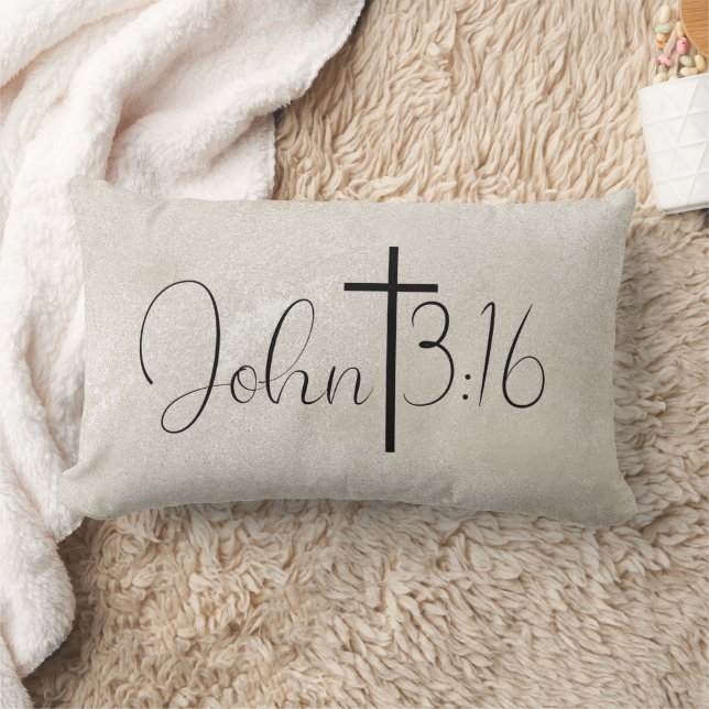 Rectangle Coussin inspirant avec fond de perle Jean 3:16 (Couverture)