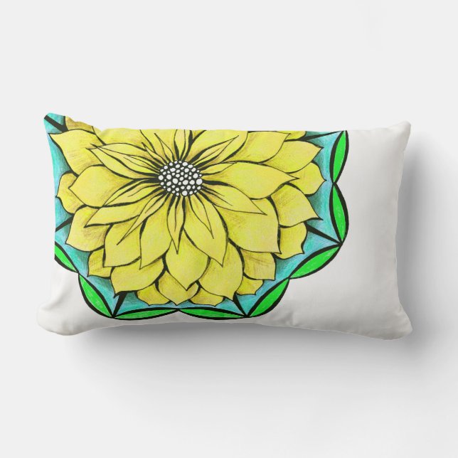 Rectangle Coussin JAUNE de Lubar de POINSETTIA (Recto)