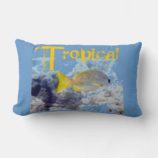 Rectangle Coussin jaune de poisson tropical (Recto)