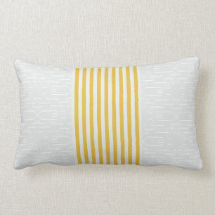 Rectangle Coussin jaune et gris chic moderne de rayures