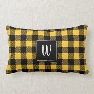 Rectangle Coussin jaune personnalisé de plaid de Buffalo