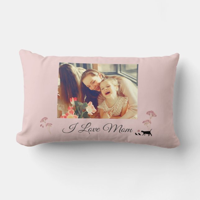 Rectangle Coussin jetable Soft Pink Photo Fête des Mères (Recto)