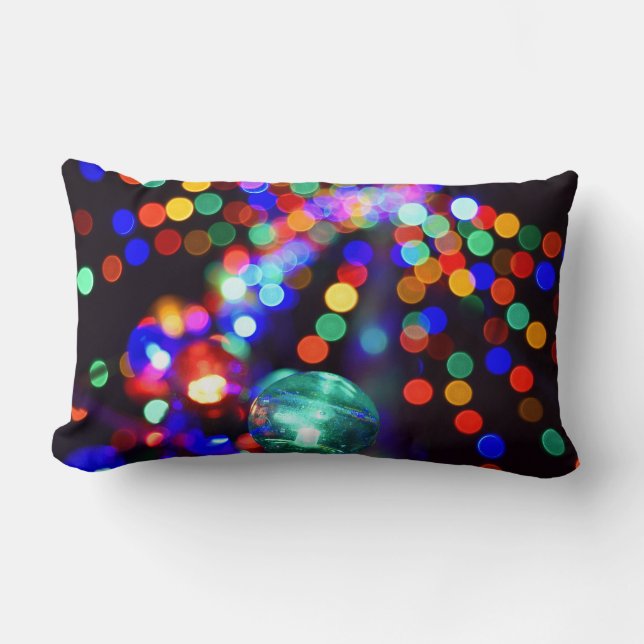 Rectangle Coussin jeté avec lumières de vacances Bokeh (Recto)