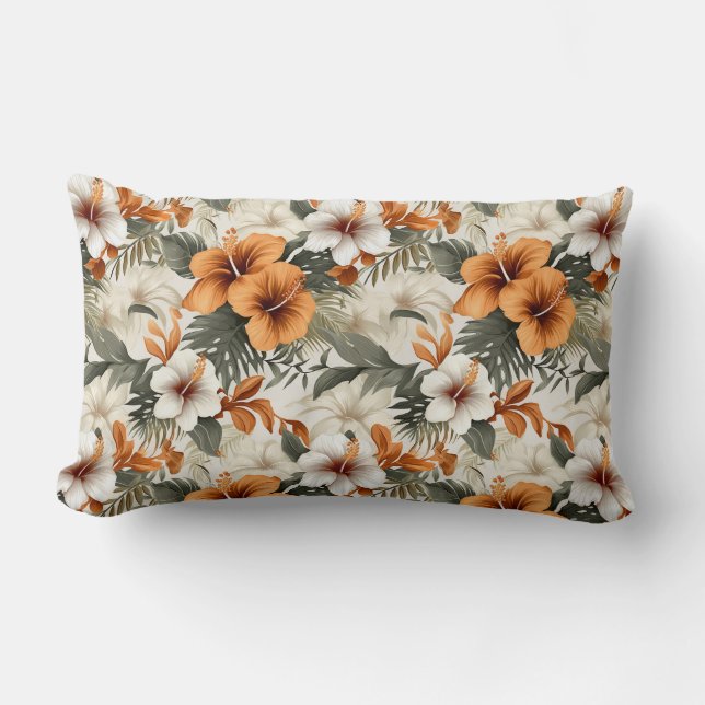 Rectangle Coussin jeté Palmiers Floraux Tropicaux (Recto)