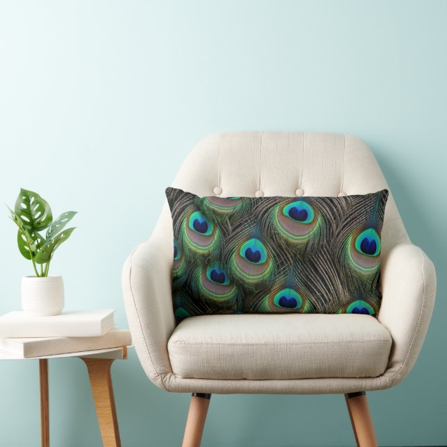 Rectangle Coussin Jeté Plumes de Paon (Chaise)