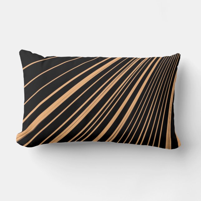 Rectangle Coussin Jeté Rayé Orange Noir (Recto)
