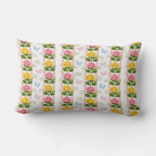 Rectangle Coussin Jeté Roses Roses Jaunes Et Roses Fleur Str