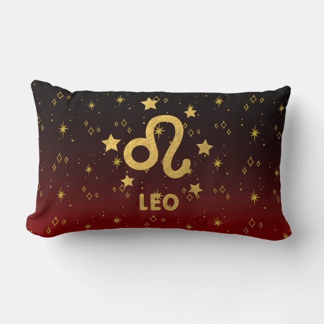 Rectangle Coussin Leo Zodiac rouge et noir Lumbar (Recto)