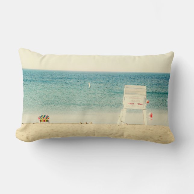 Rectangle Coussin Lifeguard Stand Sandy Beach Cotton Lumbar (Recto)