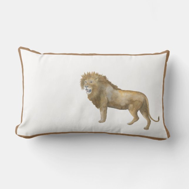 Rectangle Coussin Lion watercolor brown boho frame (Recto)
