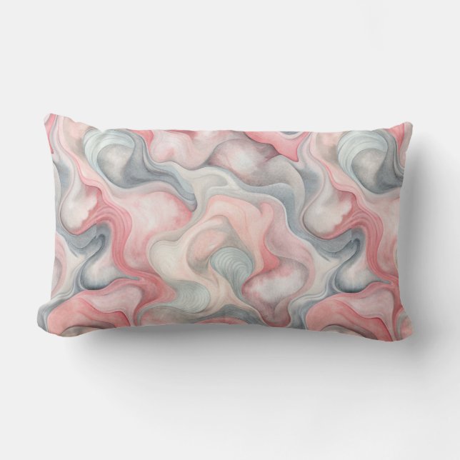 Rectangle « Coussin lombaire abstrait rose et gris » (Recto)