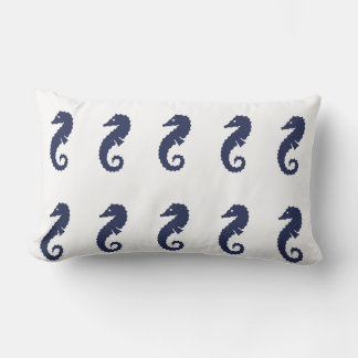 Rectangle Coussin (lombaire) - Chevaux de mer (bleu marine)
