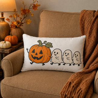 Rectangle Coussin Lombaire Citrouille de défilé de fantômes