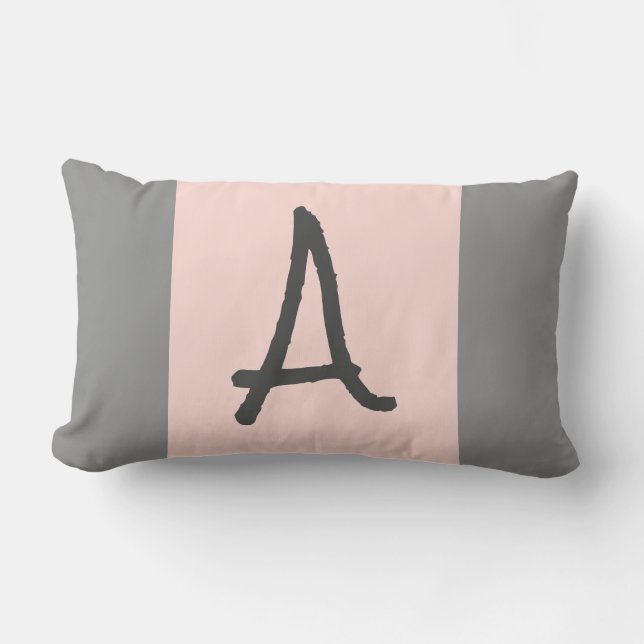 Rectangle Coussin lombaire d'accent rose et gris de (Recto)