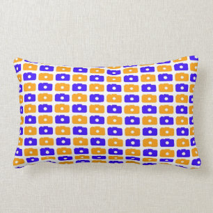 Rectangle Coussin lombaire d'amour d'appareil-photo (bleu et