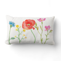 coussin lombaire d'aquarelle de fleur de ressort