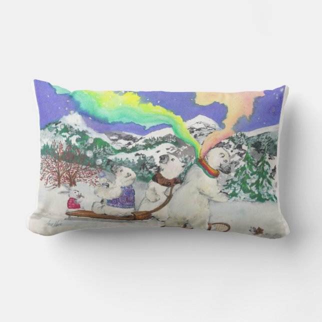 Rectangle Coussin lombaire de Bearialis de l'aurore (Recto)