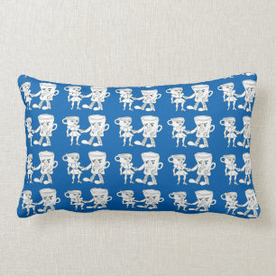 Rectangle Coussin lombaire de café bleu et blanc