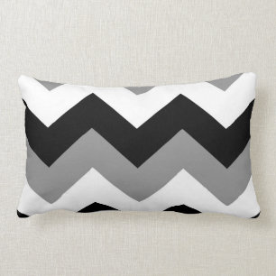 Rectangle Coussin lombaire de chevron de gamme de gris noir
