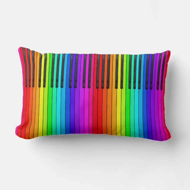 Rectangle Coussin lombaire de clavier de piano d'arc-en-ciel (Recto)