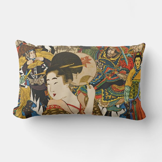 Rectangle Coussin lombaire de collage asiatique vintage (Recto)