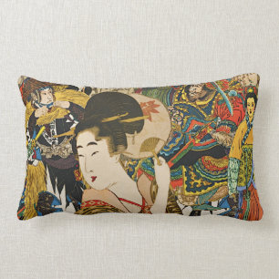Rectangle Coussin lombaire de collage asiatique vintage
