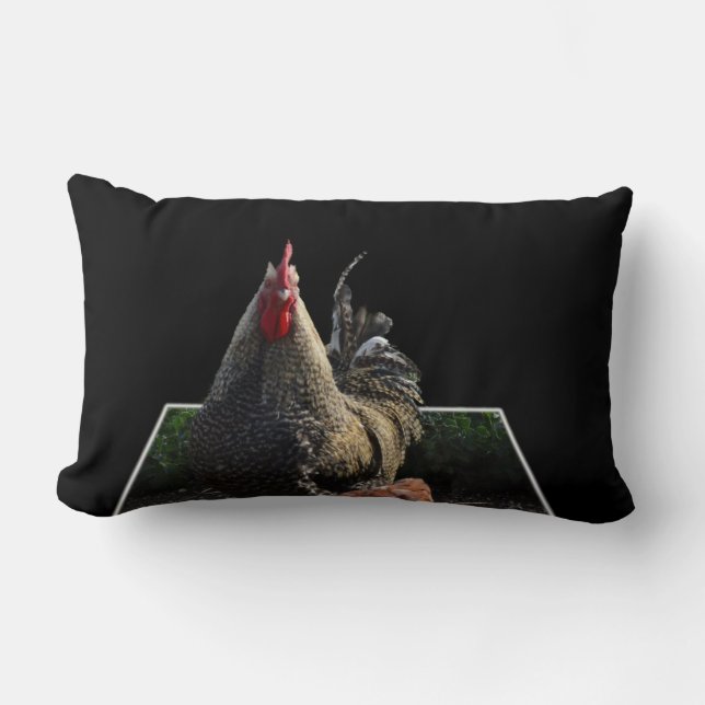 Rectangle Coussin Lombaire de Coq Fluffy Tacheté. (Recto)