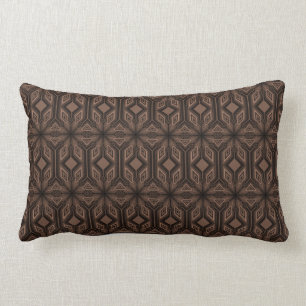 Rectangle Coussin lombaire de coton brun chocolat de