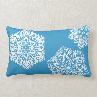 Rectangle Coussin lombaire de flocon de neige dans le bleu
