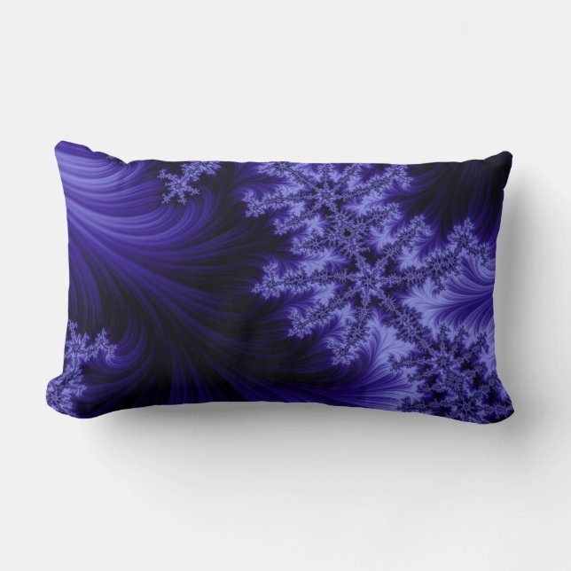 Rectangle Coussin lombaire de fractale bleue (Recto)