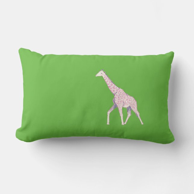 Rectangle Coussin lombaire de girafe verte réversible (Recto)