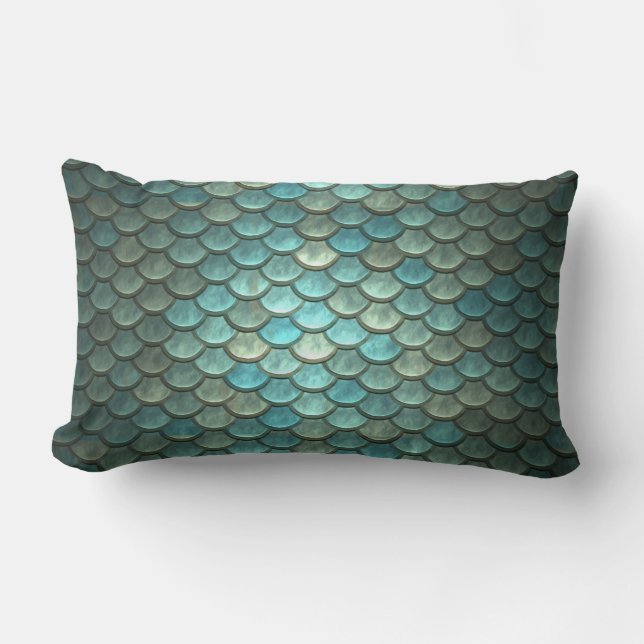 Rectangle Coussin lombaire de jet d'échelles de sirène (Recto)