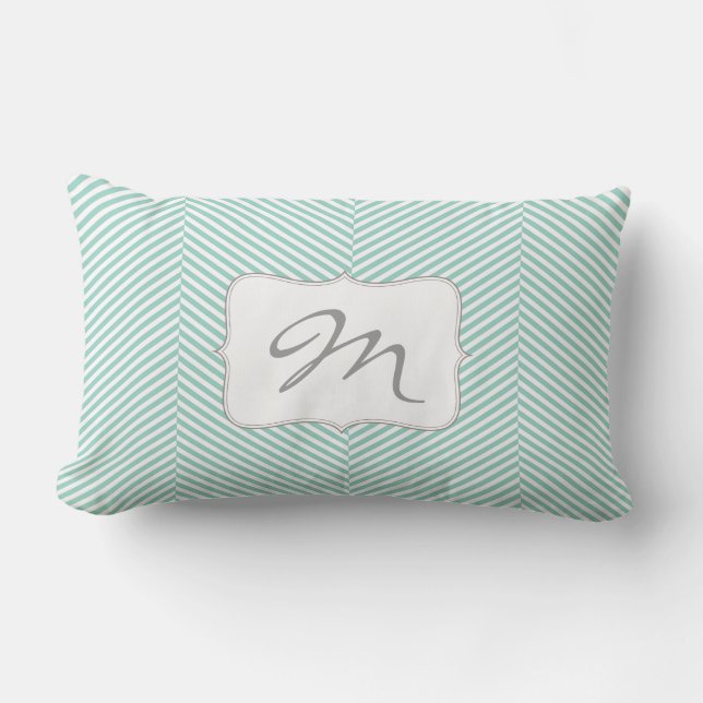 Rectangle Coussin lombaire de monogramme - motif en arête de (Recto)