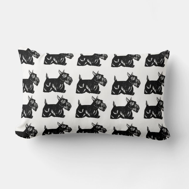 Rectangle Coussin lombaire de motif de chiens de Scottie (Recto)