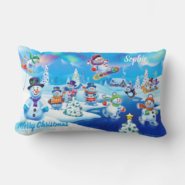 Rectangle Coussin lombaire de Noël pour enfants ou coussin (Recto)