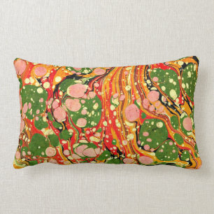 Rectangle Coussin lombaire de remous de marbre vert, rose,