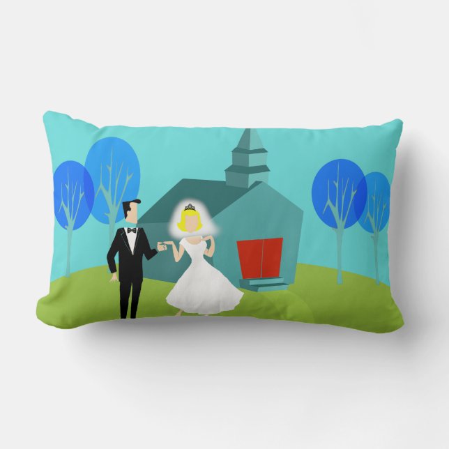 Rectangle Coussin lombaire de rétros couples de mariage (Recto)