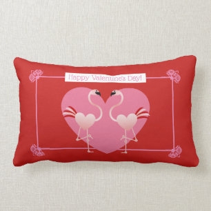 Rectangle Coussin lombaire de Saint-Valentin de Flamant rose