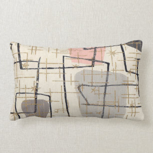Rectangle Coussin lombaire de tissu abstrait moderne de la