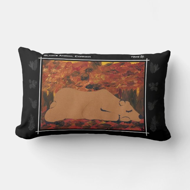 Rectangle Coussin lombaire de TWIS : L'ours gris faisant le (Recto)