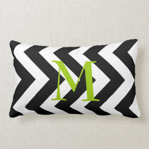 Rectangle Coussin lombaire de zigzag noir et blanc de