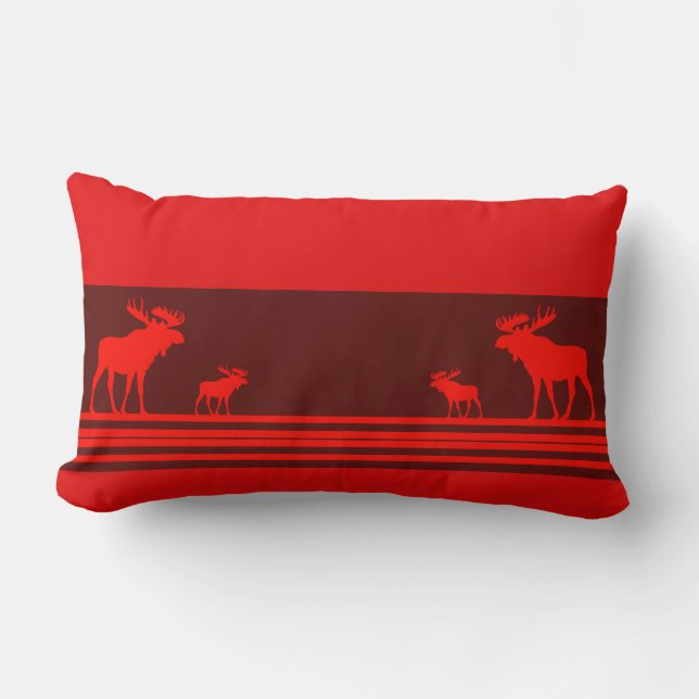 Rectangle Coussin lombaire décoratif d'orignal rouge rustiqu (Recto)