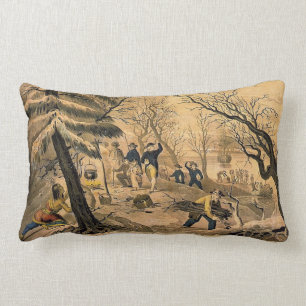 Rectangle Coussin lombaire d'image vintage de pèlerin