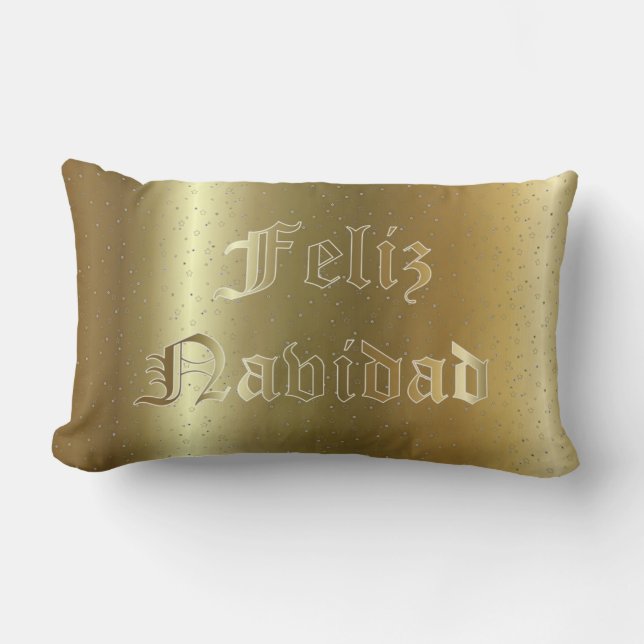 Rectangle Coussin lombaire d'or de Noël espagnol (Recto)
