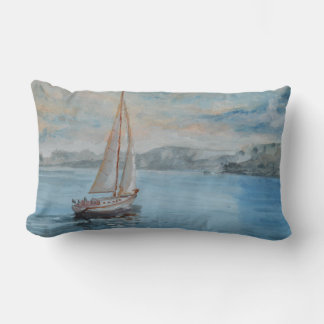 Rectangle Coussin Lombaire Douce Bleu Marine Paysage Marin