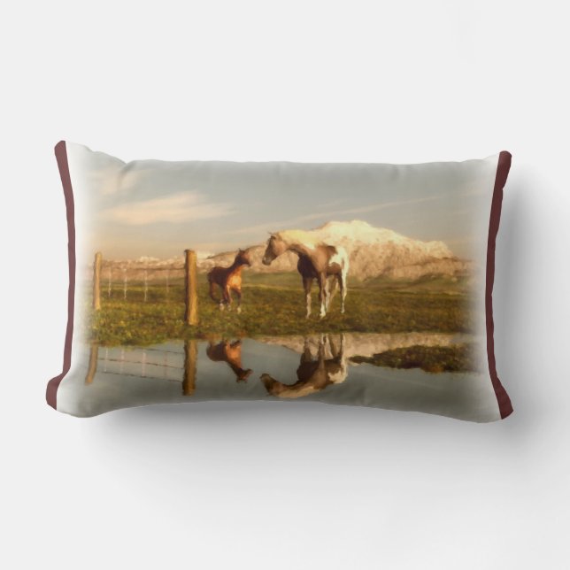 Rectangle Coussin lombaire du Cheval Vie Pays (Recto)