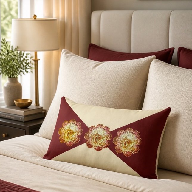 Rectangle Coussin Lombaire Élégance Bourgogne & Crème - N°1 (Créateur téléchargé)
