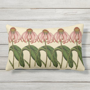 Rectangle Coussin lombaire extérieur botanique rose de