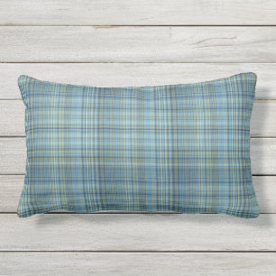 Rectangle Coussin lombaire extérieur de plaid kaki bleu de